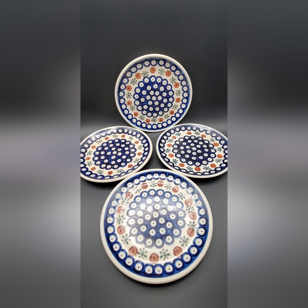 4 Boleslawiec Pottery 6" Plates Mosquito
